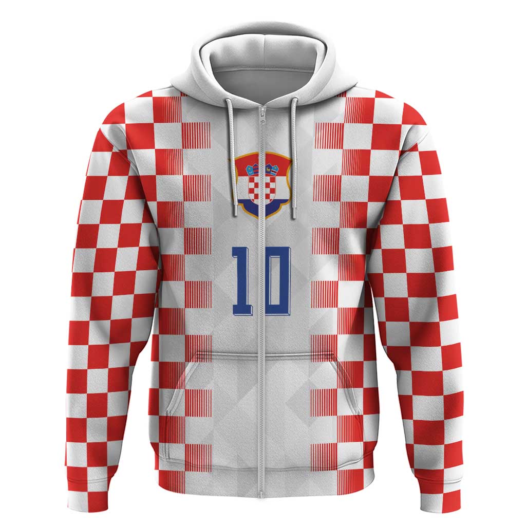 Custom Croatia Football Zip Hoodie Vatreni Glory 2026
