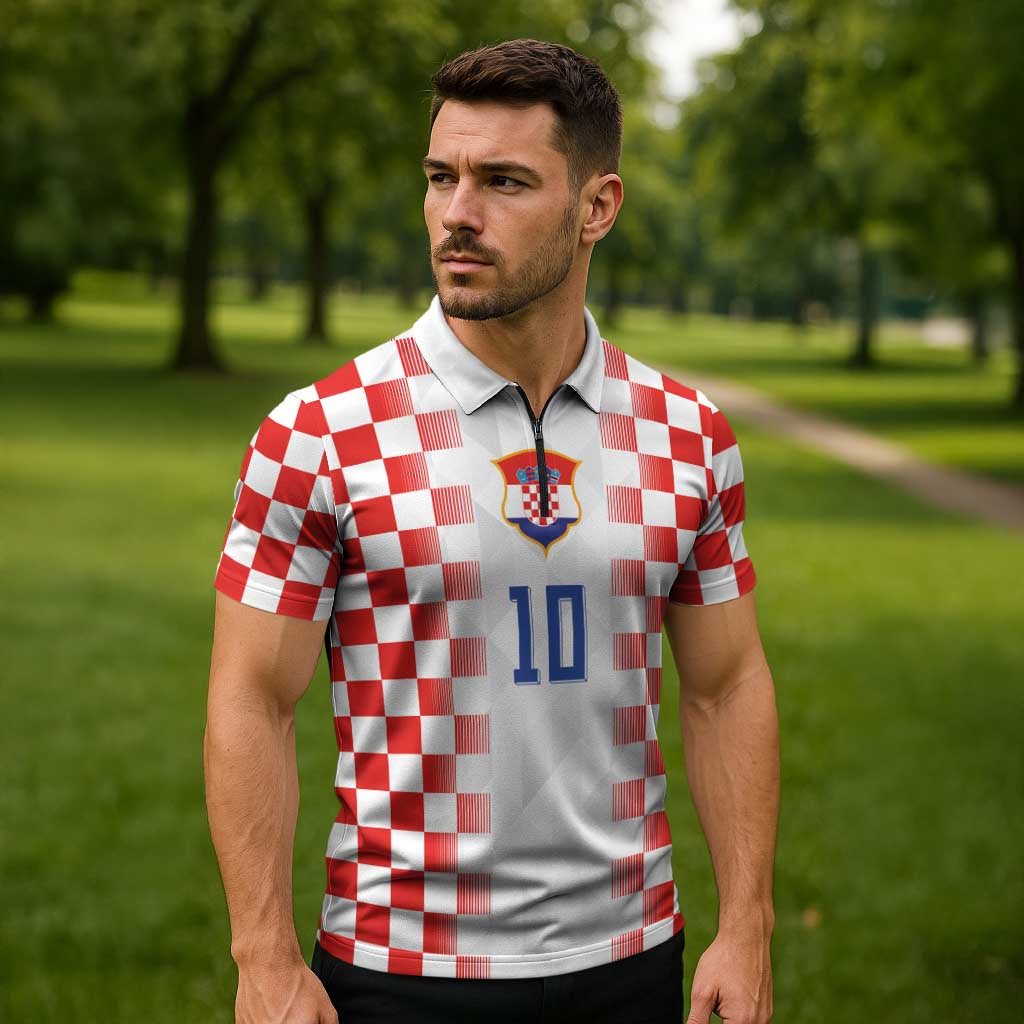 Custom Croatia Football Zipper Polo Shirt Vatreni Glory 2026