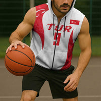 Custom Turkey Volleyball Sleeveless Zip Hoodie Sport Wings Style
