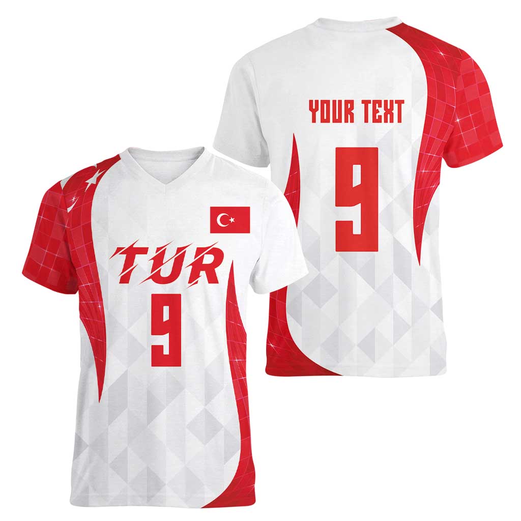 Custom Turkey Volleyball Women V-Neck T-Shirt Sport Wings Style