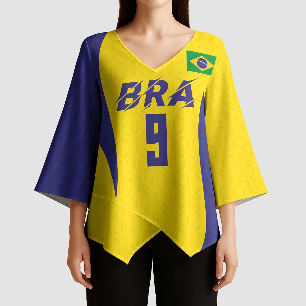 Custom Brazil Volleyball Kimono Sleeve Blouse Sport Wings Style