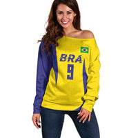 Custom Brazil Volleyball Off Shoulder Sweater Sport Wings Style