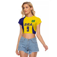Custom Brazil Volleyball Raglan Cropped T Shirt Sport Wings Style