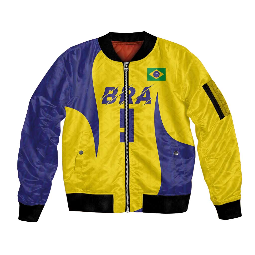 Custom Brazil Volleyball Sleeve Zip Bomber Jacket Sport Wings Style