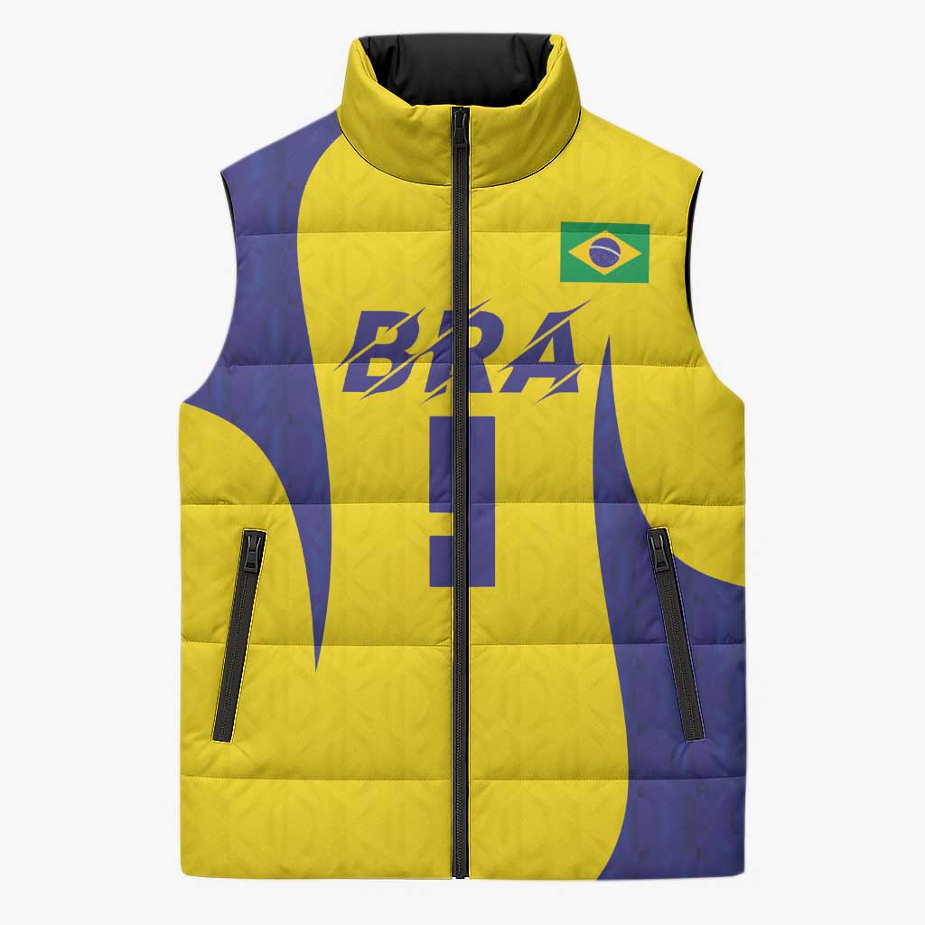 Custom Brazil Volleyball Sleeveless Puffer Jacket Sport Wings Style