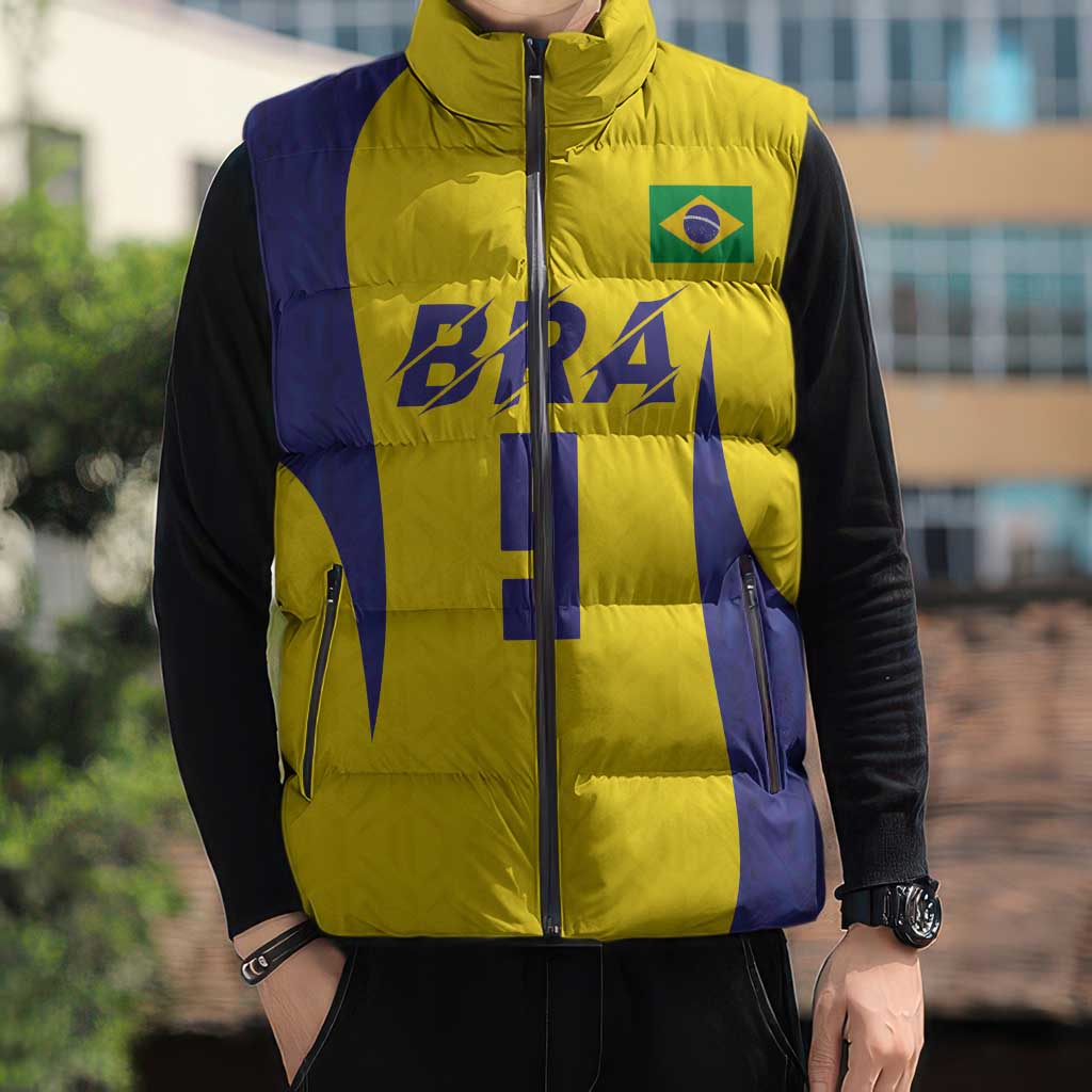 Custom Brazil Volleyball Sleeveless Puffer Jacket Sport Wings Style
