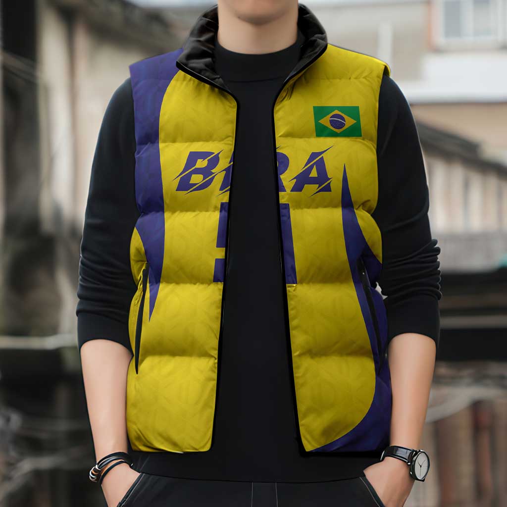 Custom Brazil Volleyball Sleeveless Puffer Jacket Sport Wings Style