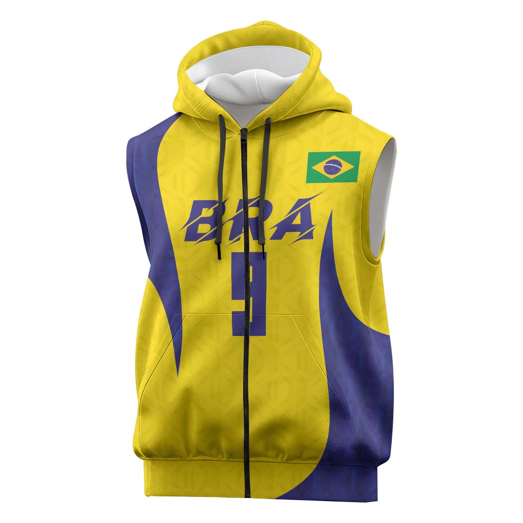 Custom Brazil Volleyball Sleeveless Zip Hoodie Sport Wings Style