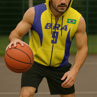 Custom Brazil Volleyball Sleeveless Zip Hoodie Sport Wings Style