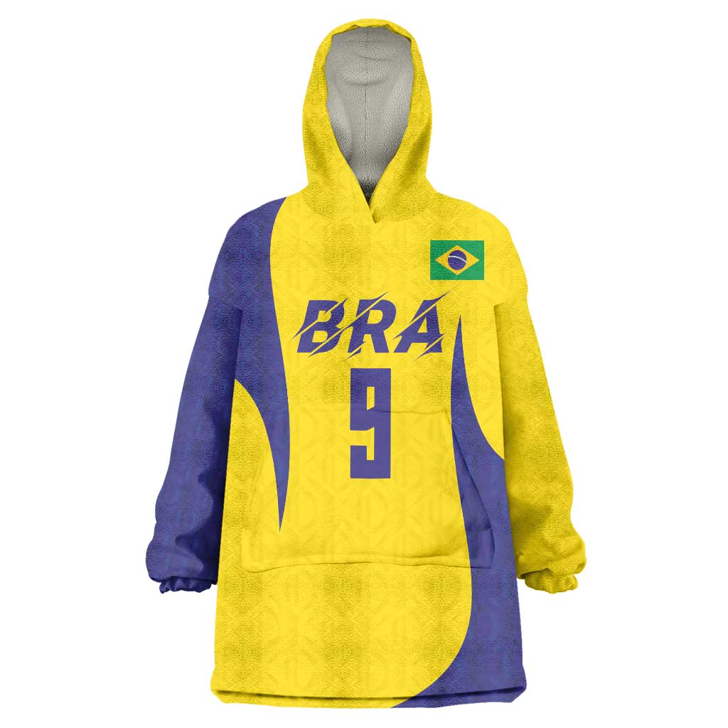 Custom Brazil Volleyball Wearable Blanket Hoodie Sport Wings Style