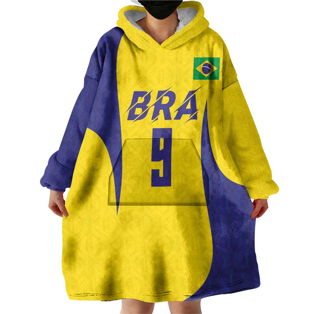 Custom Brazil Volleyball Wearable Blanket Hoodie Sport Wings Style