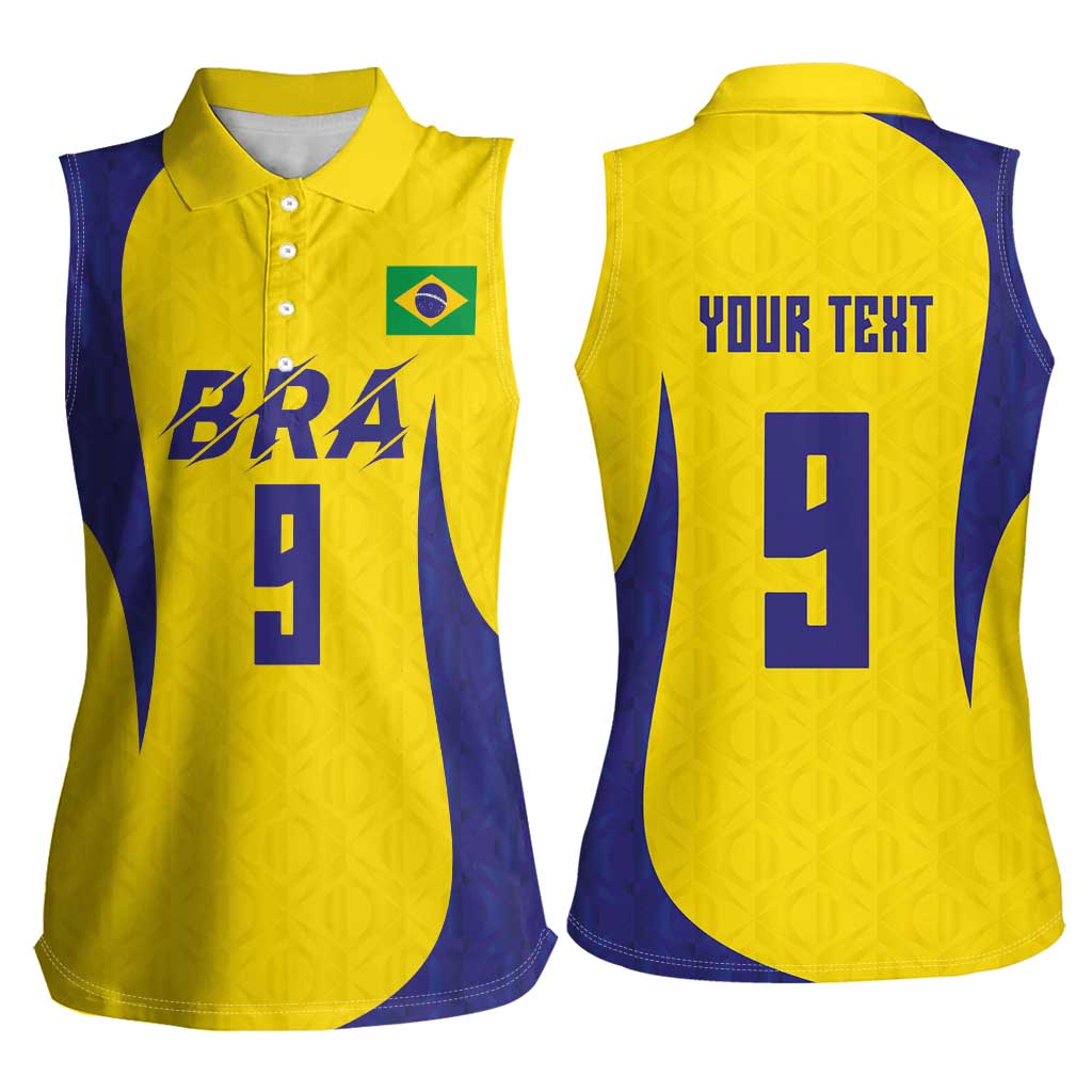 Custom Brazil Volleyball Women Sleeveless Polo Shirt Sport Wings Style