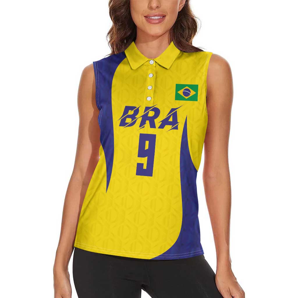 Custom Brazil Volleyball Women Sleeveless Polo Shirt Sport Wings Style
