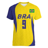Custom Brazil Volleyball Women V-Neck T-Shirt Sport Wings Style