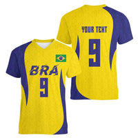Custom Brazil Volleyball Women V-Neck T-Shirt Sport Wings Style