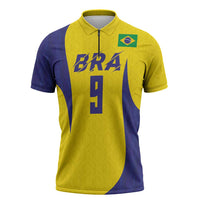Custom Brazil Volleyball Zipper Polo Shirt Sport Wings Style