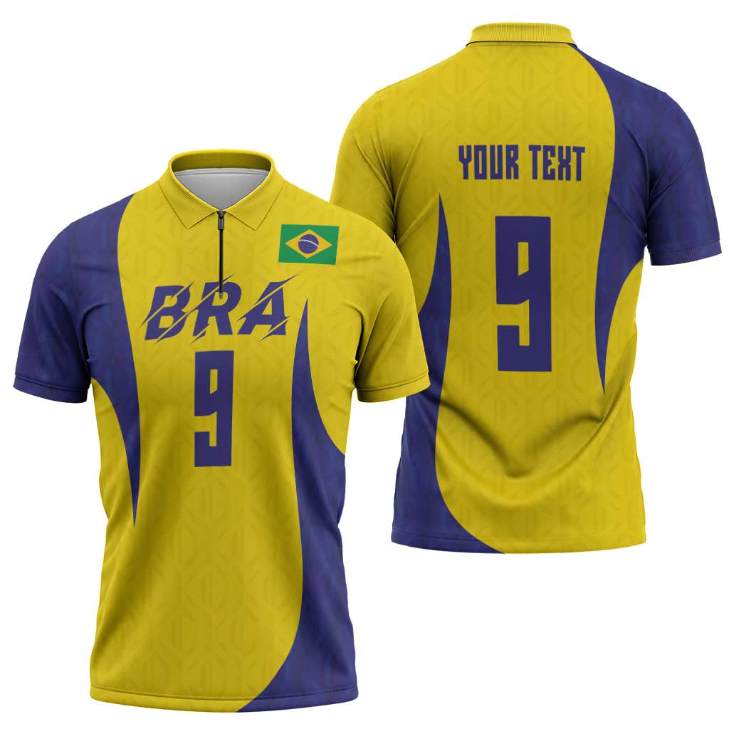 Custom Brazil Volleyball Zipper Polo Shirt Sport Wings Style