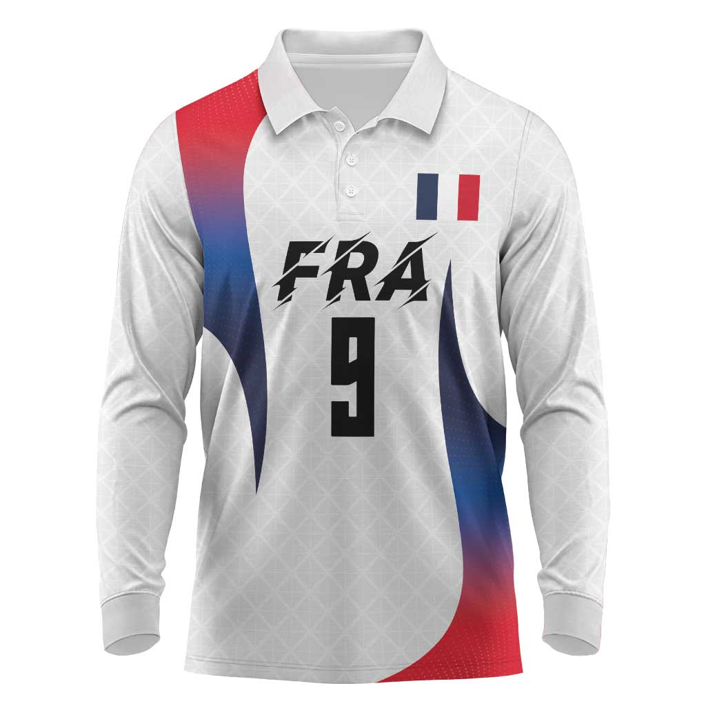 Custom France Volleyball Long Sleeve Polo Shirt Sport Wings Style