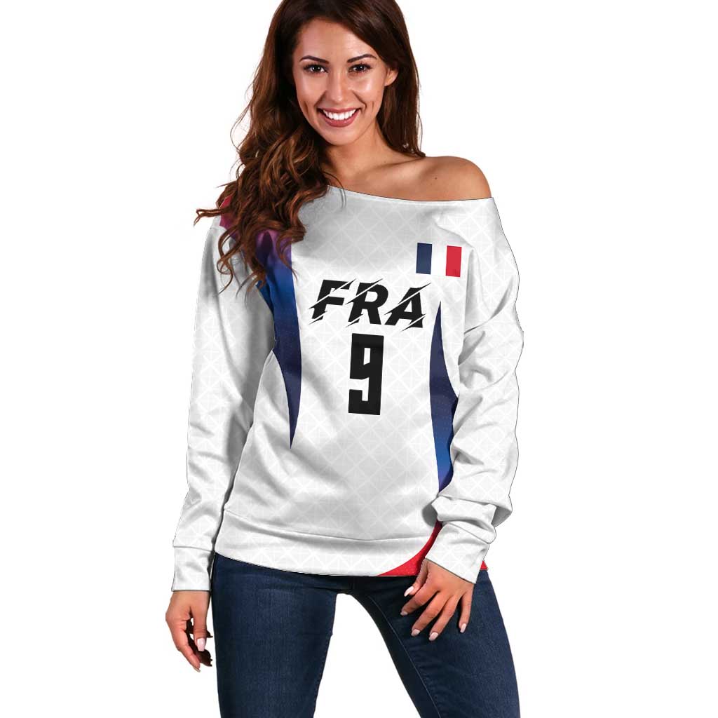 Custom France Volleyball Off Shoulder Sweater Sport Wings Style