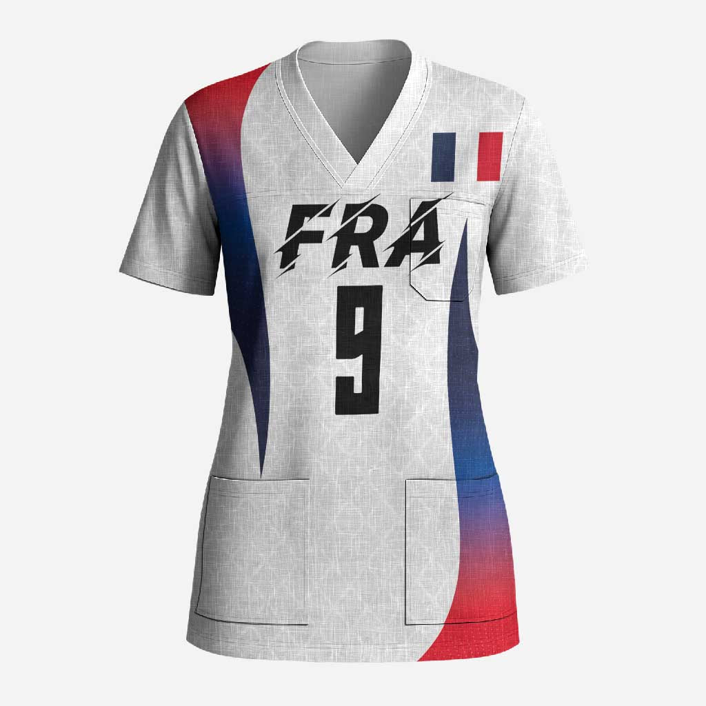 Custom France Volleyball Scrub Top Sport Wings Style