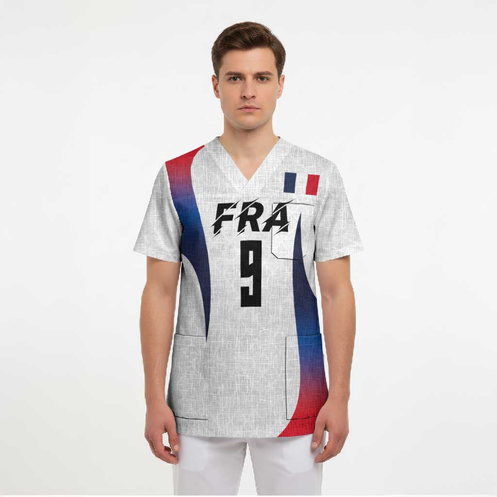 Custom France Volleyball Scrub Top Sport Wings Style