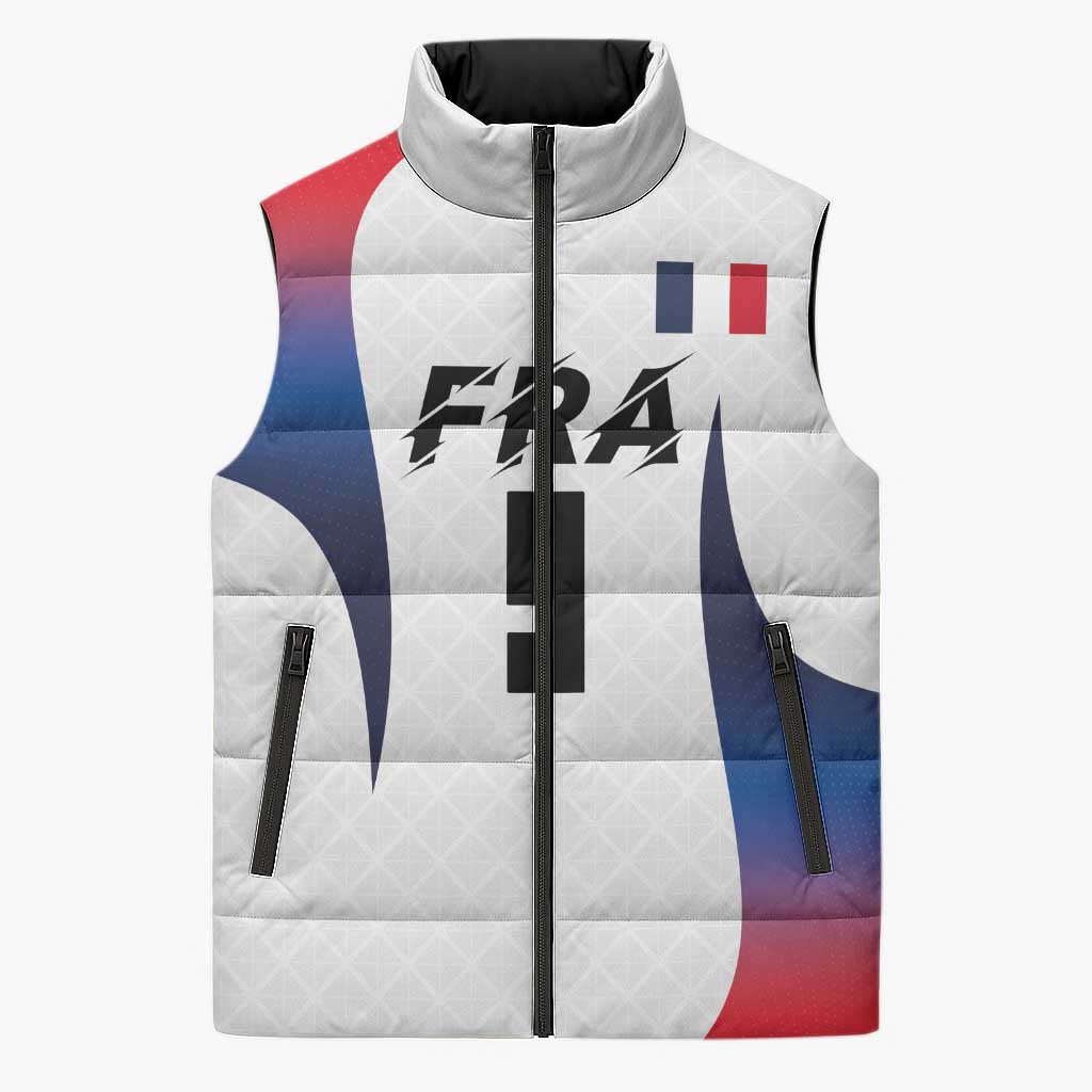 Custom France Volleyball Sleeveless Puffer Jacket Sport Wings Style