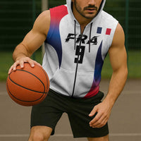 Custom France Volleyball Sleeveless Zip Hoodie Sport Wings Style