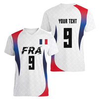 Custom France Volleyball Women V-Neck T-Shirt Sport Wings Style