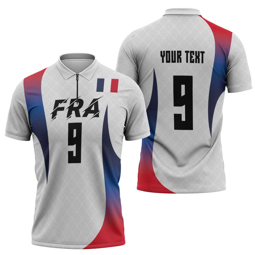 Custom France Volleyball Zipper Polo Shirt Sport Wings Style