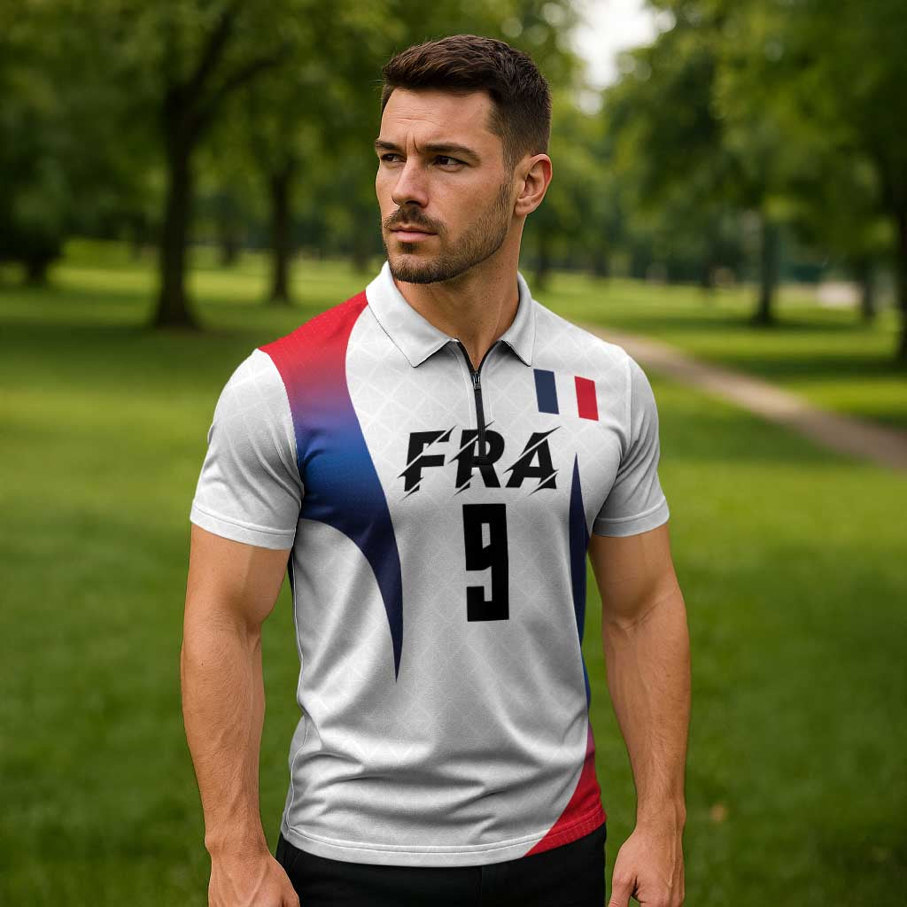Custom France Volleyball Zipper Polo Shirt Sport Wings Style
