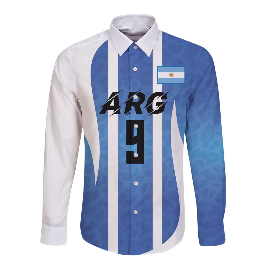 Custom Argentina Volleyball Long Sleeve Button Shirt Sport Wings Style