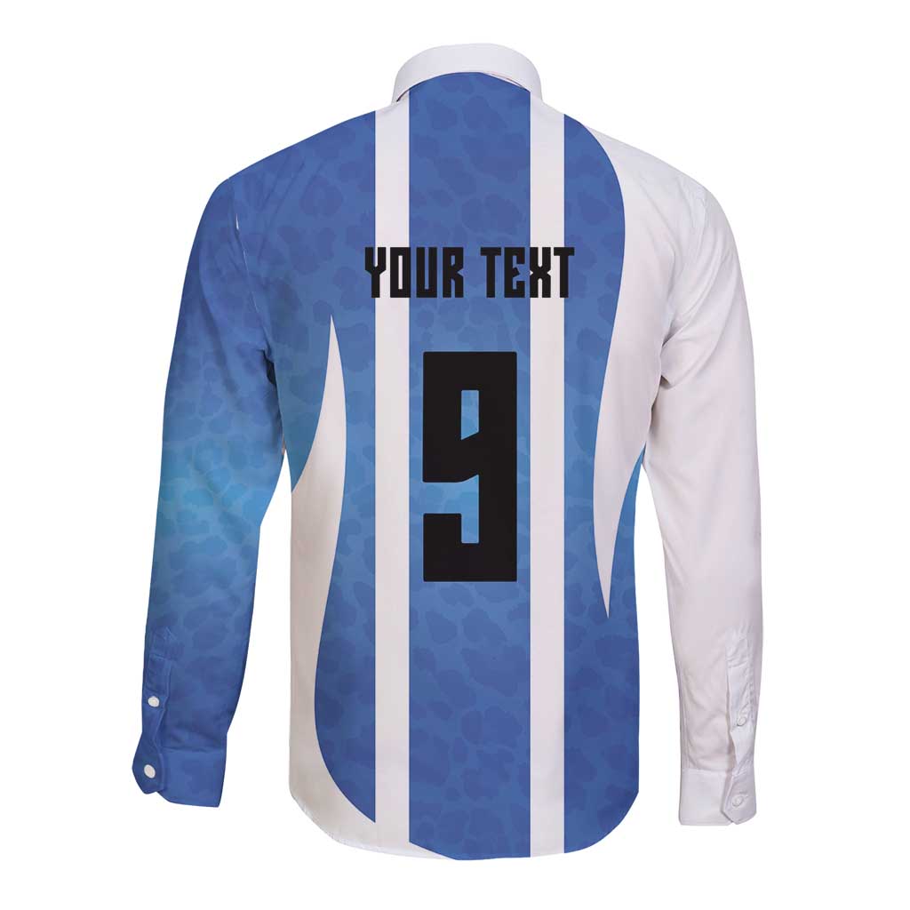 Custom Argentina Volleyball Long Sleeve Button Shirt Sport Wings Style