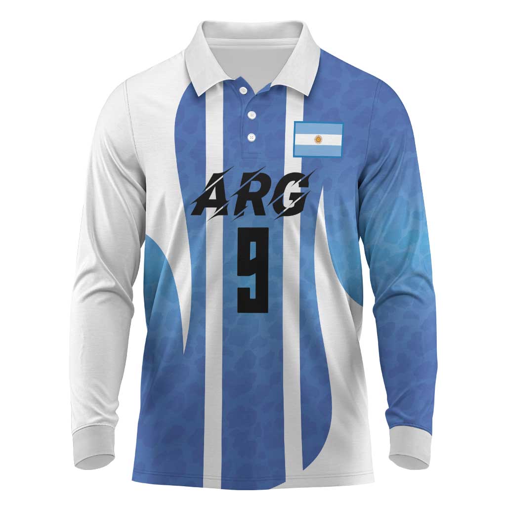 Custom Argentina Volleyball Long Sleeve Polo Shirt Sport Wings Style