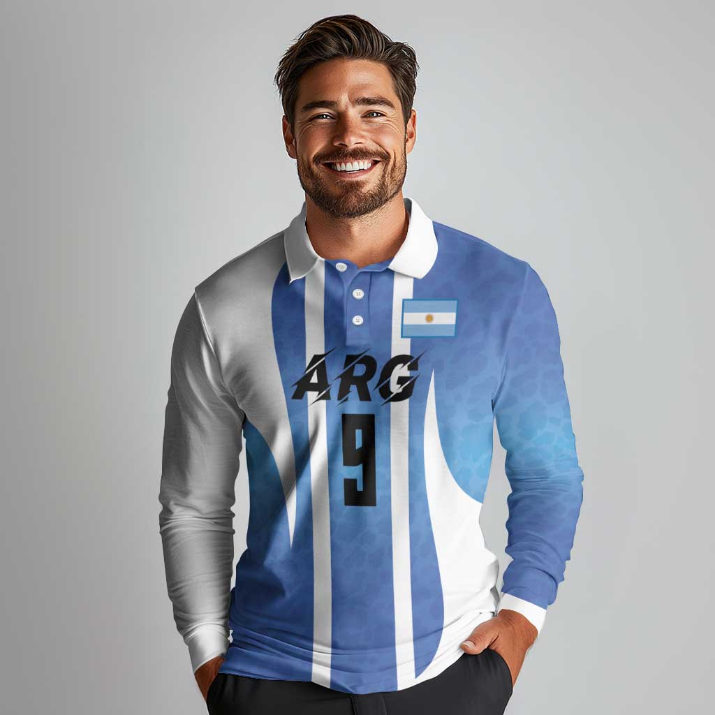 Custom Argentina Volleyball Long Sleeve Polo Shirt Sport Wings Style