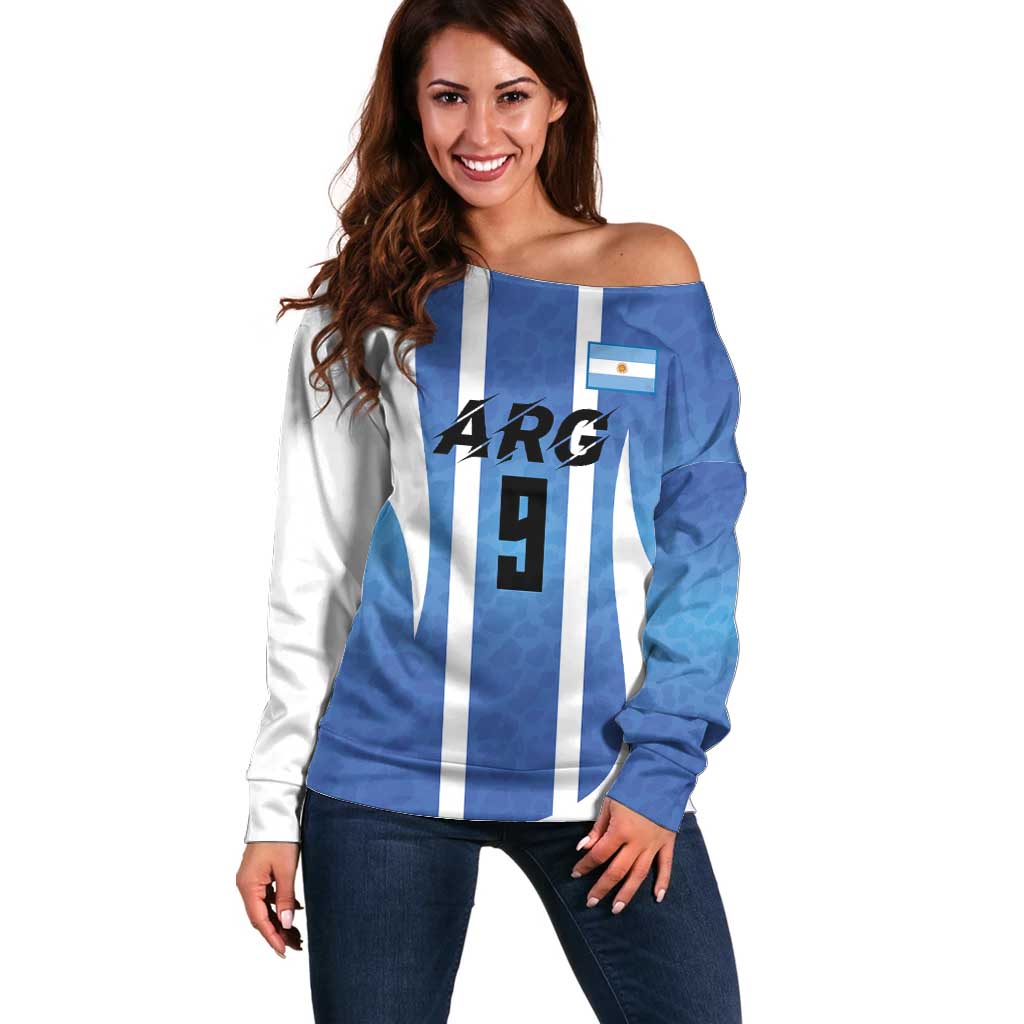 Custom Argentina Volleyball Off Shoulder Sweater Sport Wings Style