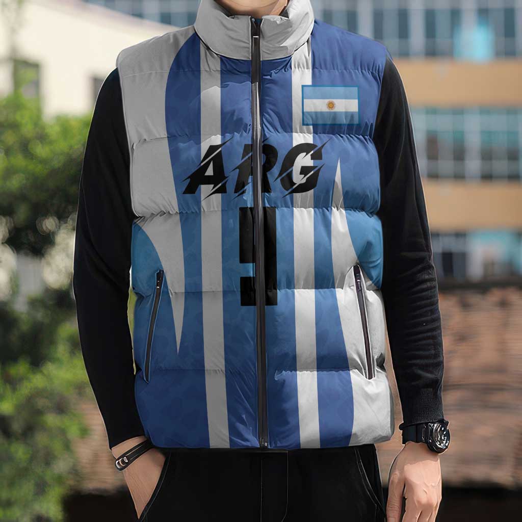 Custom Argentina Volleyball Sleeveless Puffer Jacket Sport Wings Style