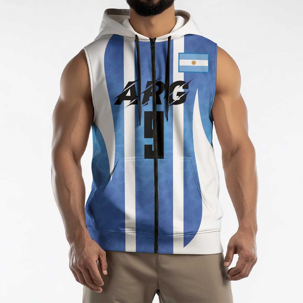 Custom Argentina Volleyball Sleeveless Zip Hoodie Sport Wings Style