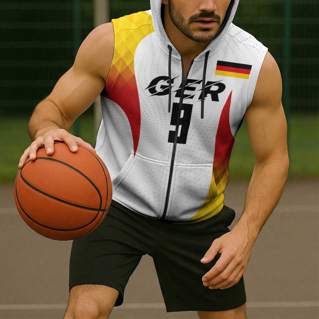 Custom Germany Volleyball Sleeveless Zip Hoodie Sport Wings Style