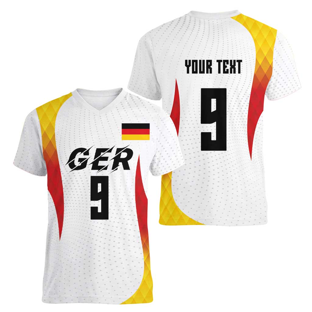 Custom Germany Volleyball Women V-Neck T-Shirt Sport Wings Style