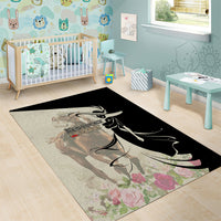 Kentucky Racing Horses Derby Hat Girl Area Rug Beige Color - Wonder Print Shop