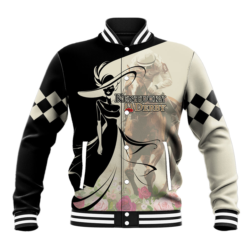 Kentucky Racing Horses Derby Hat Girl Baseball Jacket Beige Color - Wonder Print Shop
