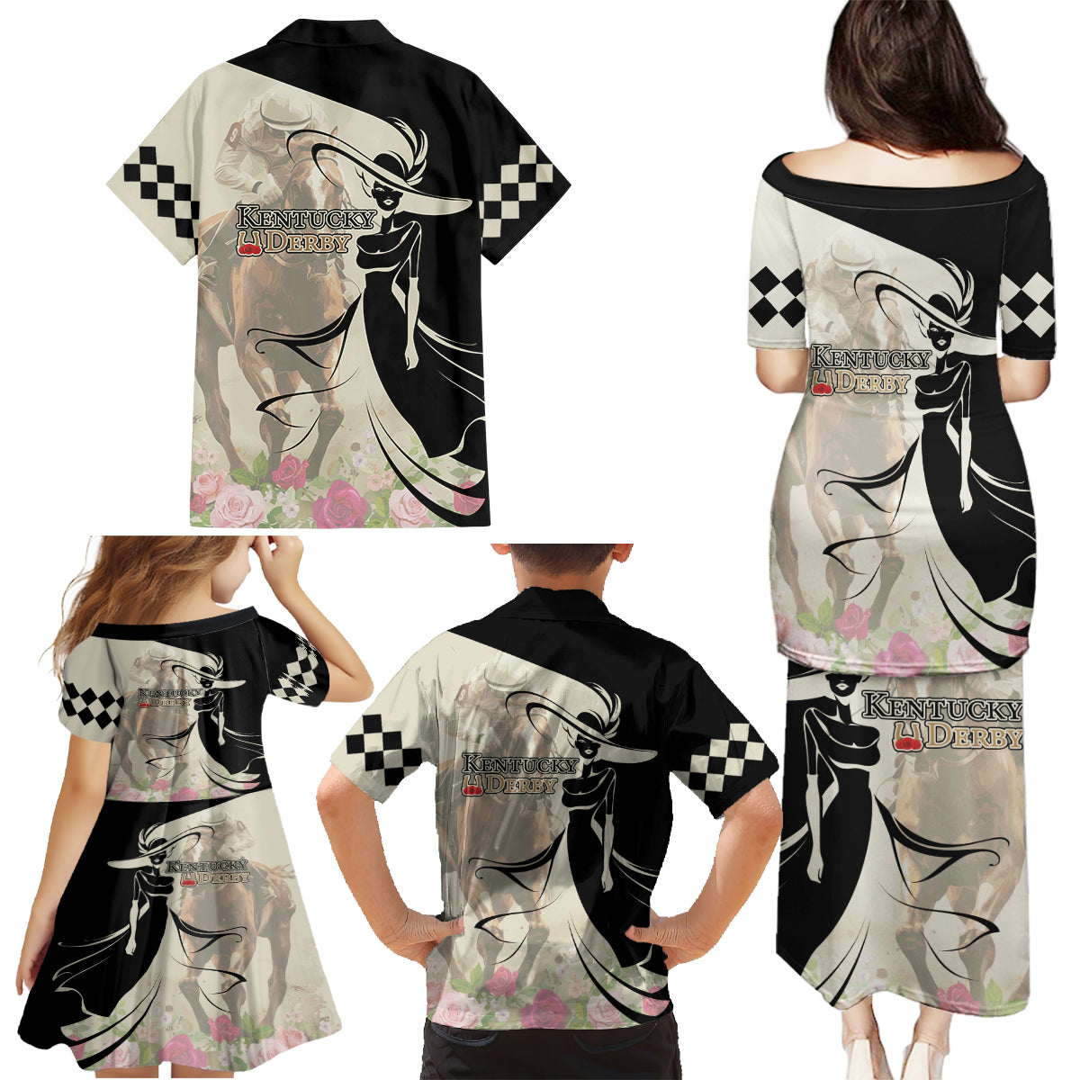 Kentucky Racing Horses Derby Hat Girl Family Matching Puletasi and Hawaiian Shirt Beige Color - Wonder Print Shop