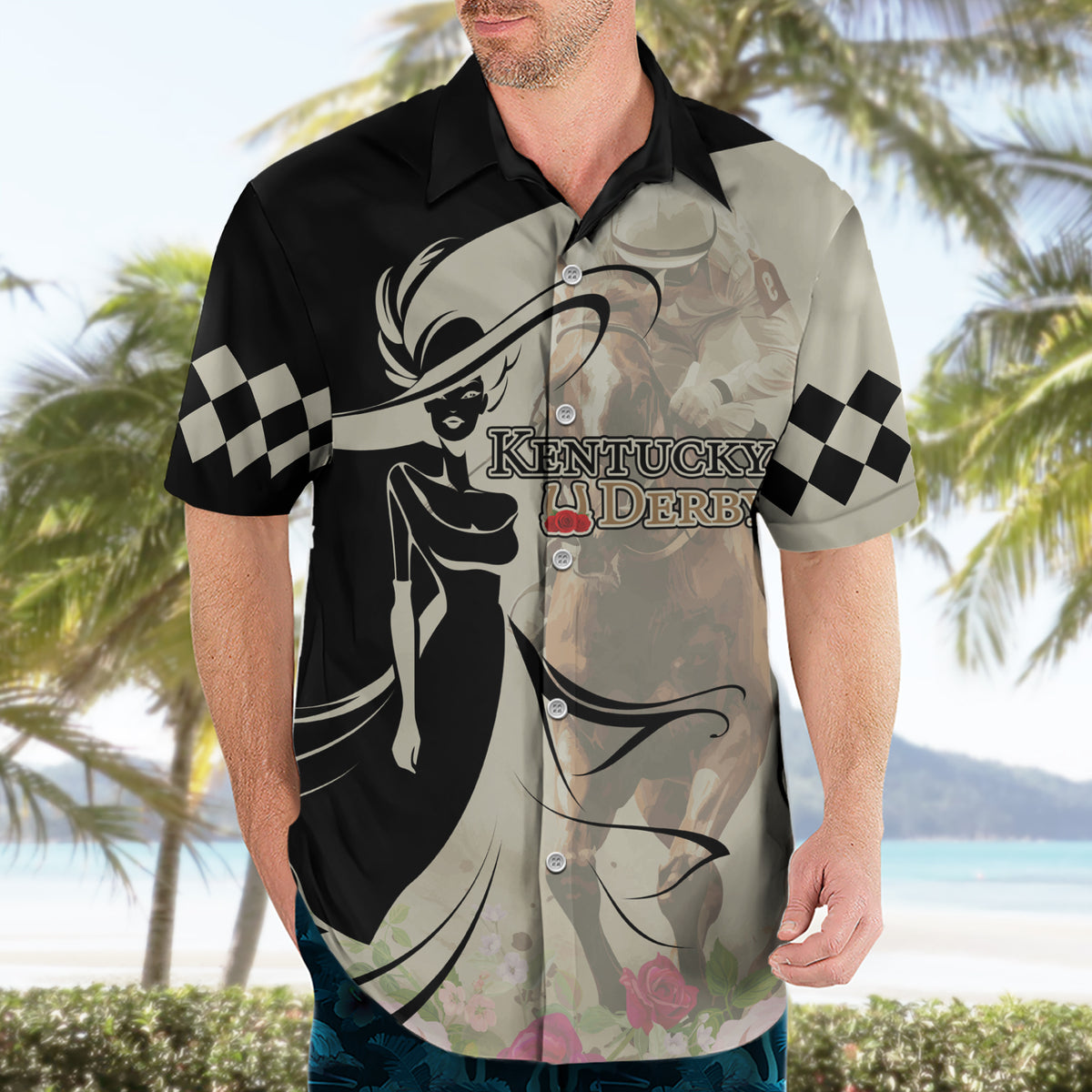 Kentucky Racing Horses Derby Hat Girl Hawaiian Shirt Beige Color - Wonder Print Shop