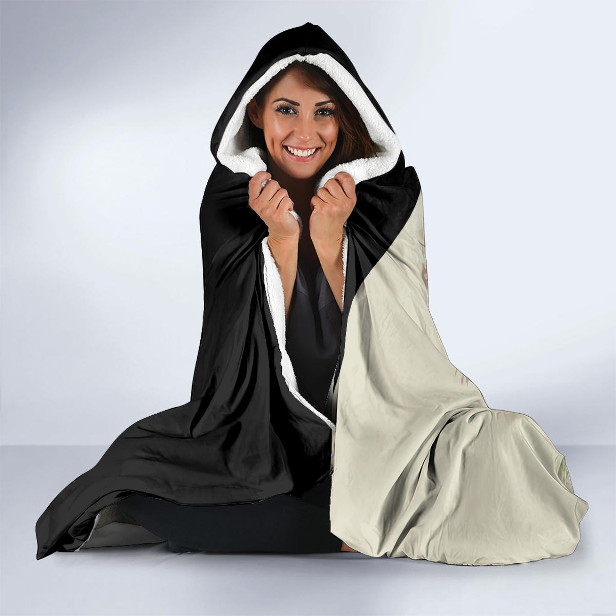 Kentucky Racing Horses Derby Hat Girl Hooded Blanket Beige Color