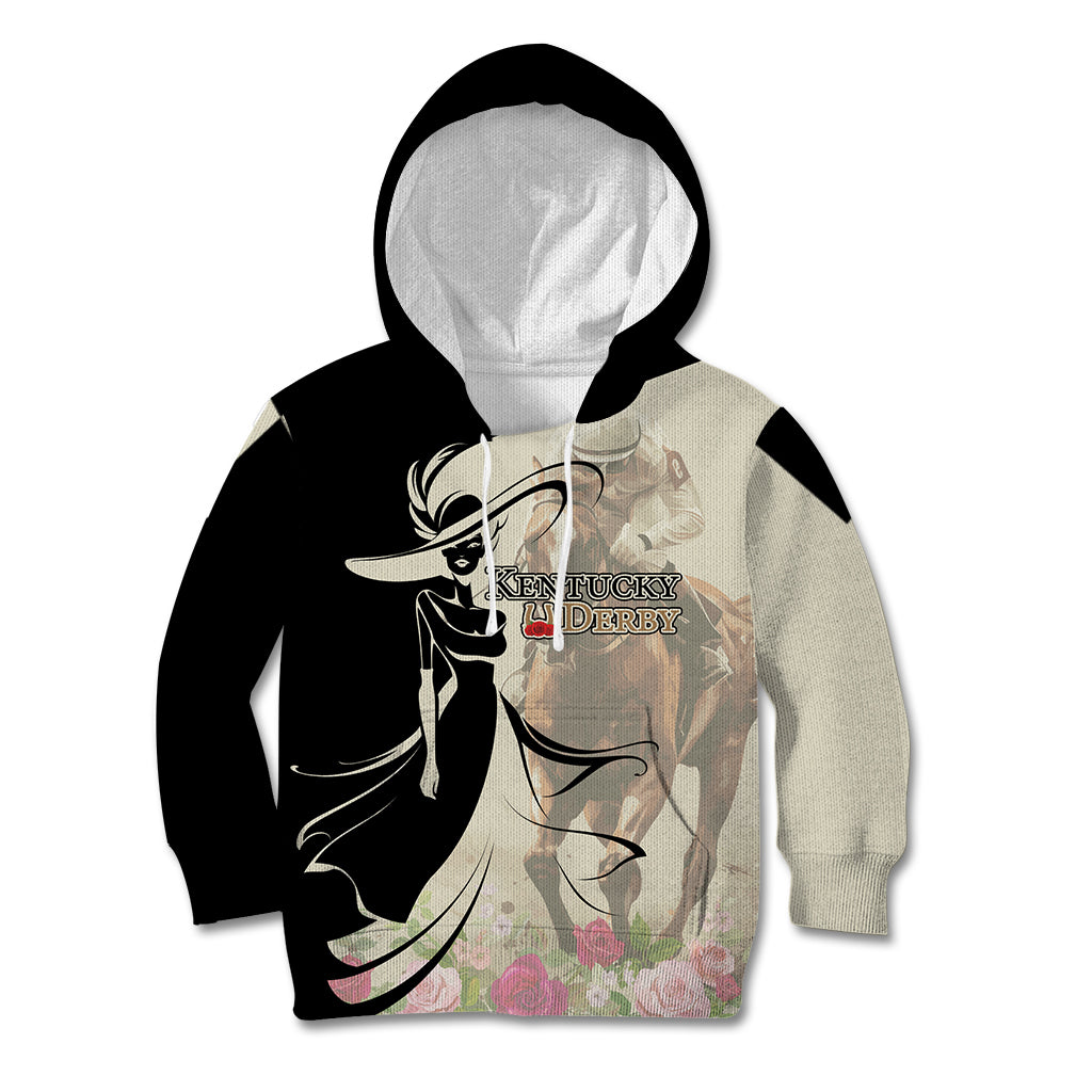 Kentucky Racing Horses Derby Hat Girl Kid Hoodie Beige Color - Wonder Print Shop