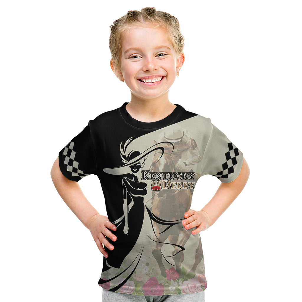 Kentucky Racing Horses Derby Hat Girl Kid T Shirt Beige Color - Wonder Print Shop