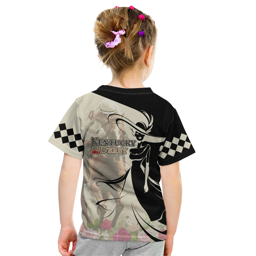 Kentucky Racing Horses Derby Hat Girl Kid T Shirt Beige Color - Wonder Print Shop