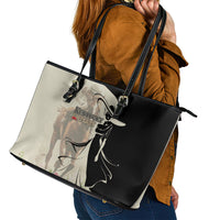 Kentucky Racing Horses Derby Hat Girl Leather Tote Bag Beige Color - Wonder Print Shop