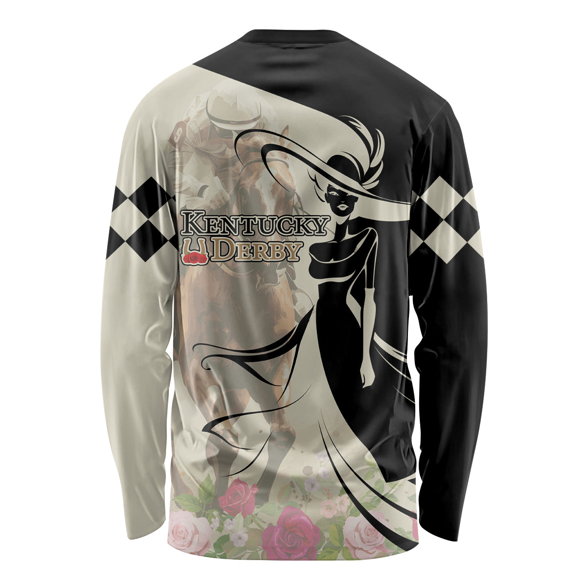 Kentucky Racing Horses Derby Hat Girl Long Sleeve Shirt Beige Color - Wonder Print Shop