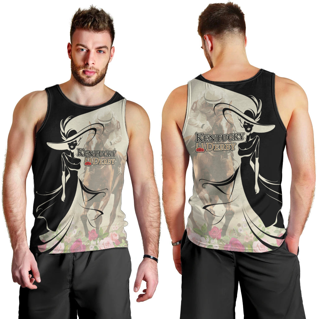 Kentucky Racing Horses Derby Hat Girl Men Tank Top Beige Color - Wonder Print Shop